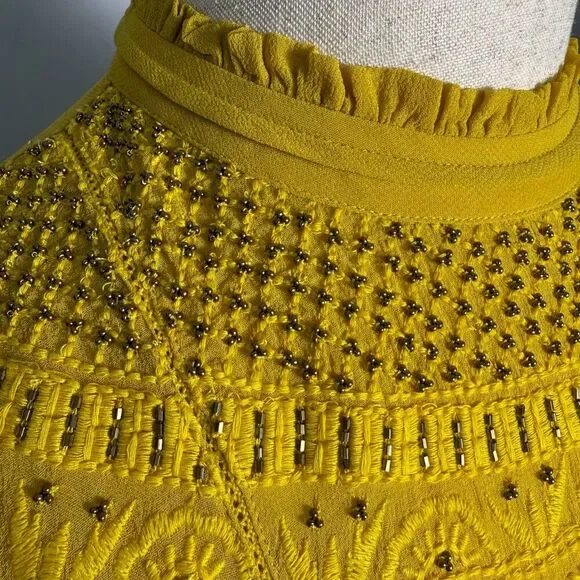 SUNDANCE CATALOG Beaded High Neck Halter Dress Large Indian Inspired Boho Gypsy - Picture 6 of 15